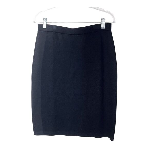 St John Collection Black Santana Knit Skirt MEDIUM Knee Length - Picture 1 of 5
